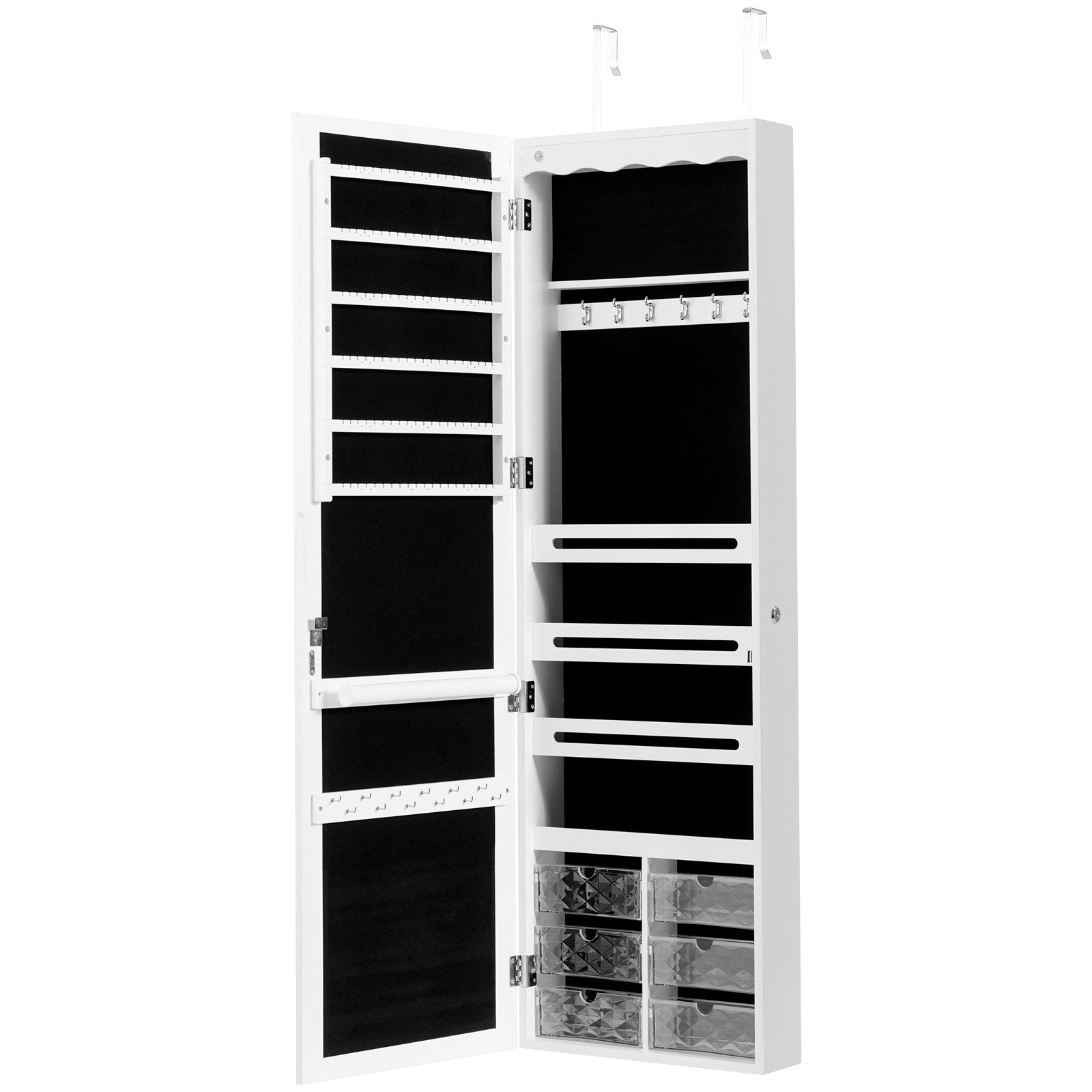 COSTWAY Schmuckschrank mit LED & Ganzkörperspiegel, für Tür und Wand günstig online kaufen