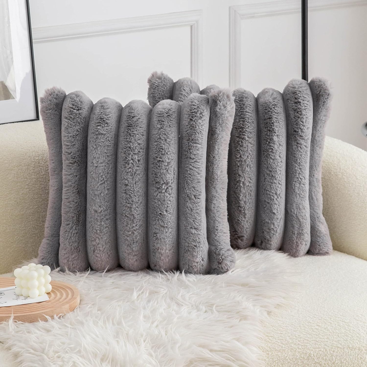 BYSURE Kissenbezüge, (2 Stück), Kunstpelz Gemütliche Weiche Dekorative Kissenbezüge