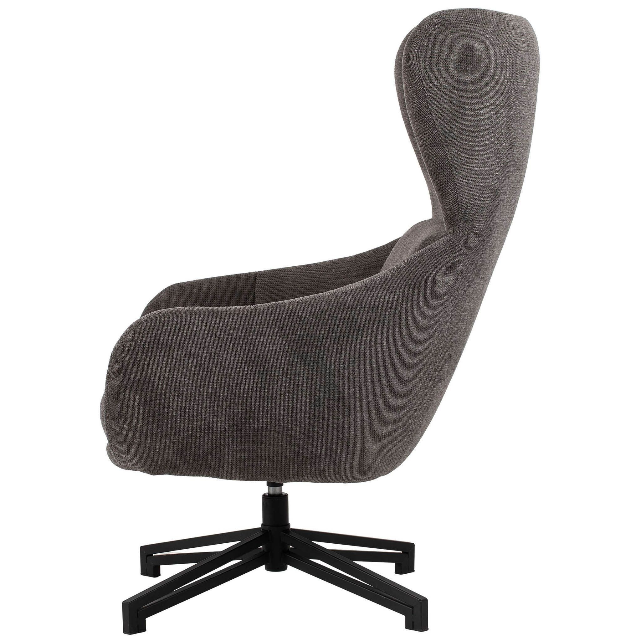 bene living Ohrensessel Marconia - drehbar - dunkelgrau (Indoor-Möbelset, 1-St), durchgehende Arm- und Rückenlehne - stabiles Metall-Gestell