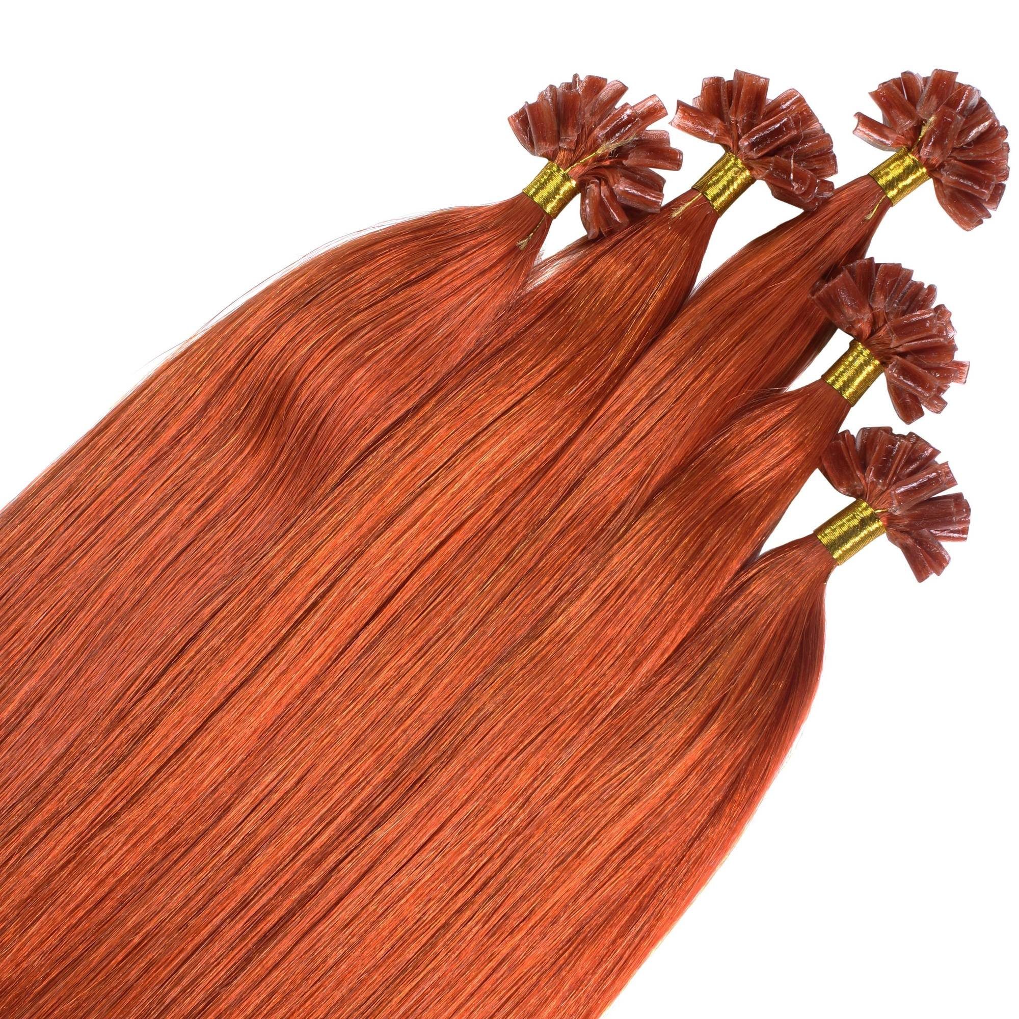 Echthaar-Extension 40cm #8/43 hair2heart Extensions Premium Hellblond Rot-Gold Bonding