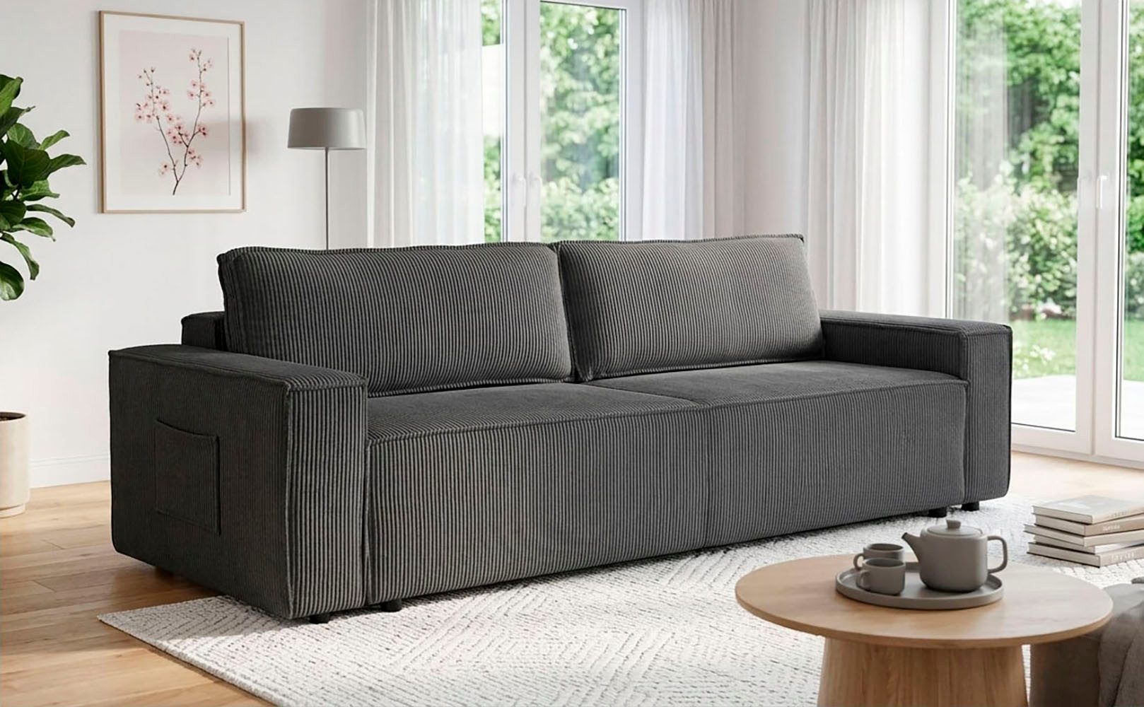 OTTO home Schlafsofa CASSI 3-Sitzer, 240 cm - OTTO. Verlässliche Qualität., Schlaffunktion (134/200), Bettkasten, Cord