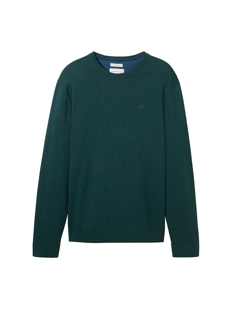 TOM TAILOR Strickpullover basic crewneck knit dark tree green melange günstig online kaufen