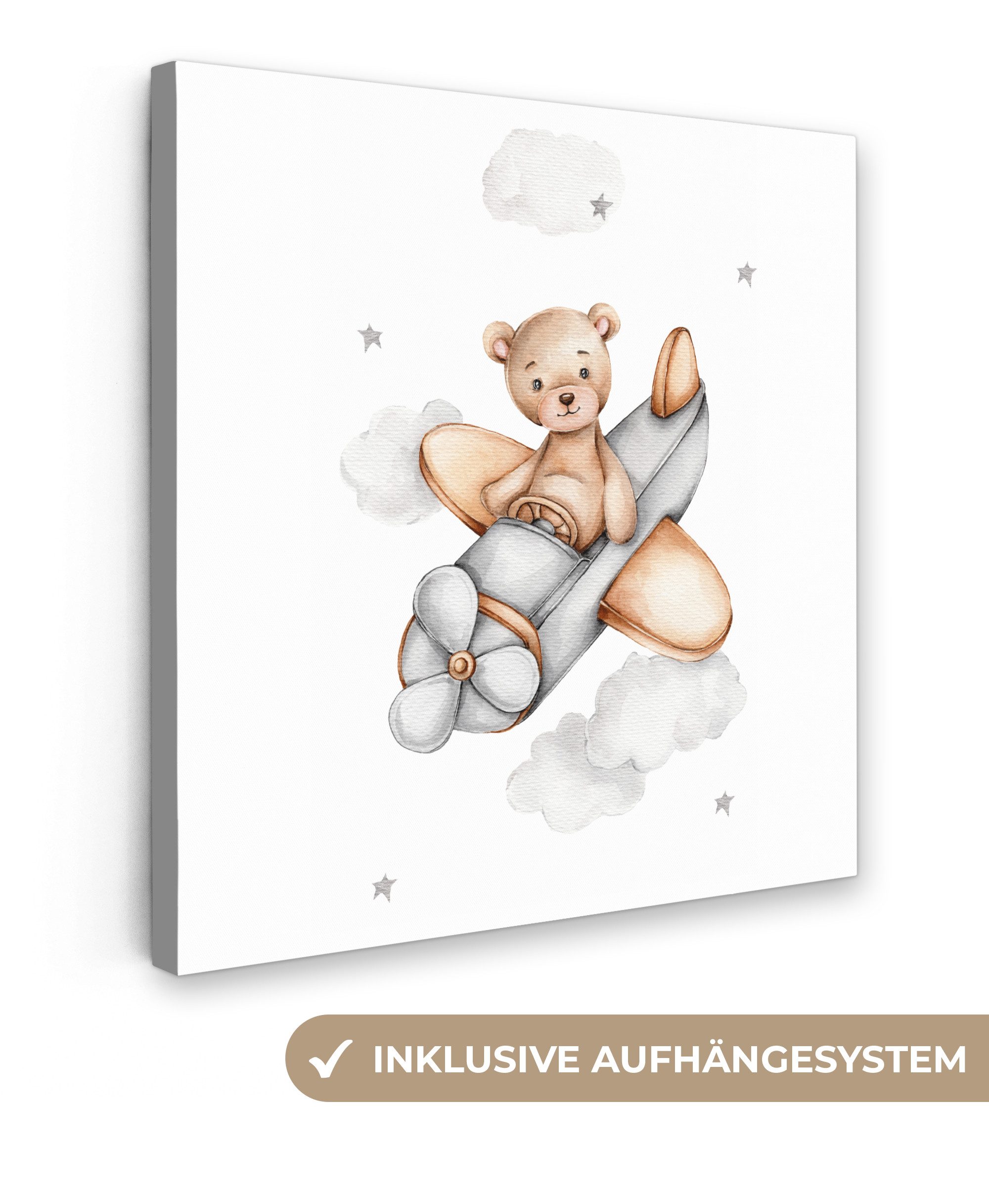 OneMillionCanvasses® Leinwandbild Bär - Flugzeug - günstig online kaufen