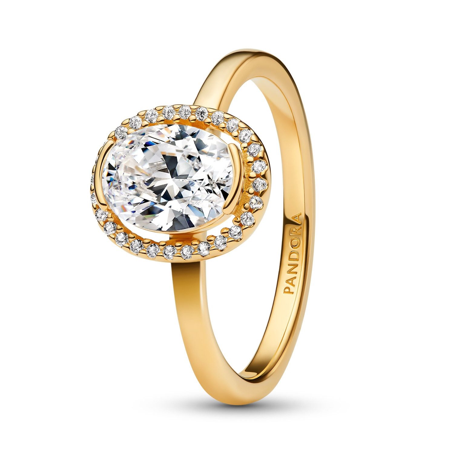 Pandora Fingerring Damen-Ovaler Funkelnder Heiligenschein Goldfarben