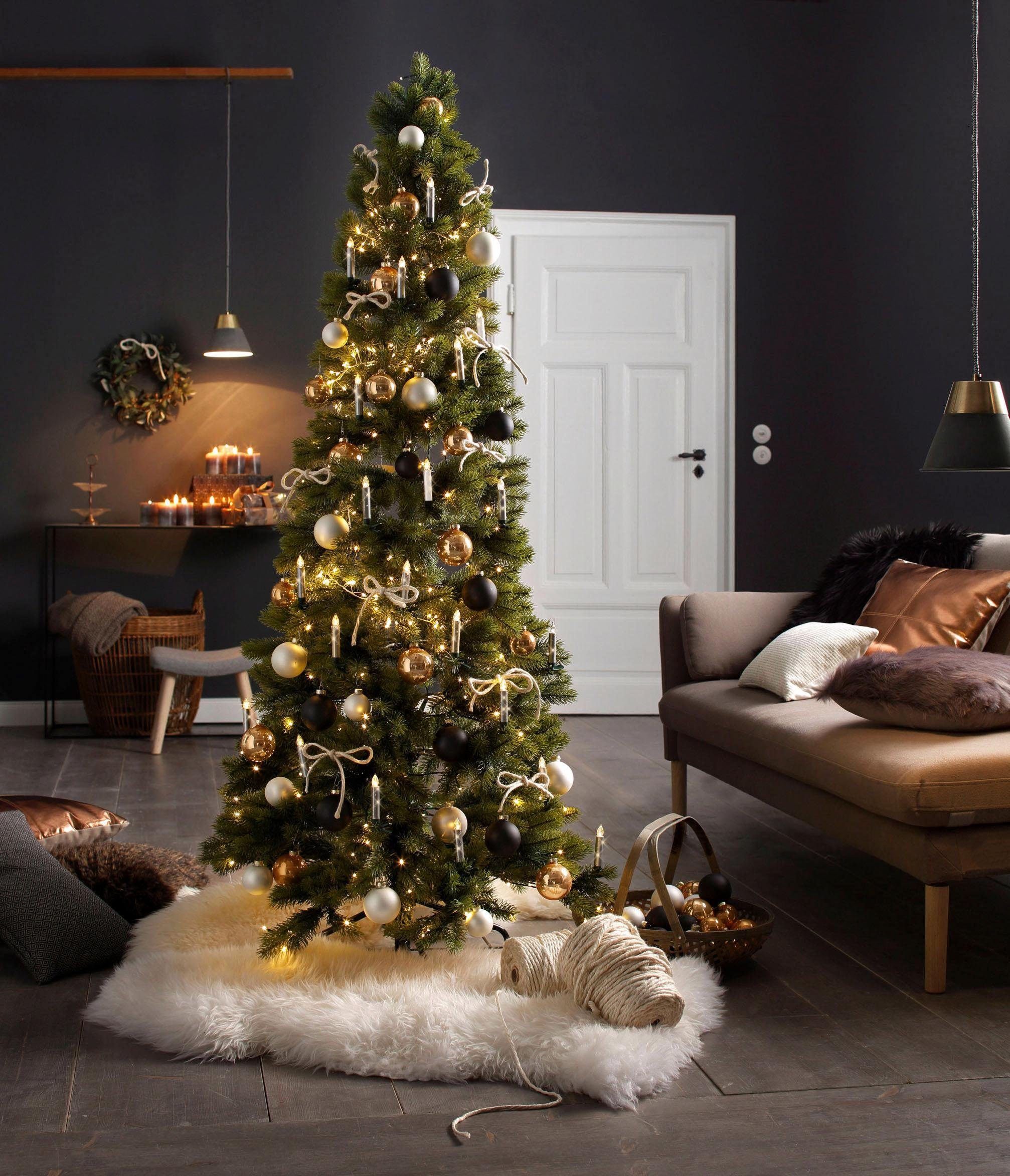 Creativ deco Künstlicher Weihnachtsbaum Weihnachtsdeko aussen, künstlicher Christbaum, Tannenbaum, in schlanker Form