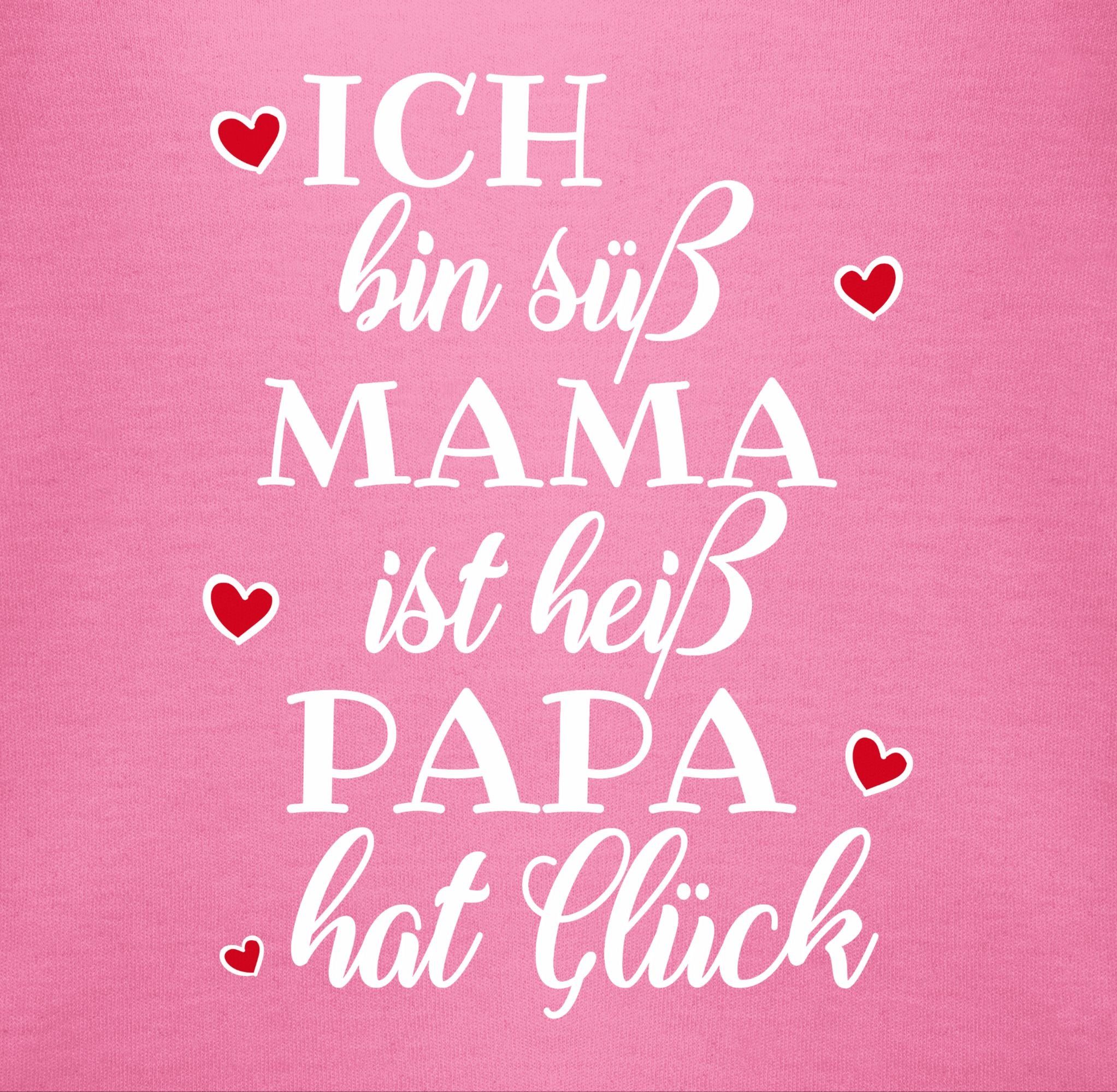 Shirtracer Shirtbody Ich bin süß Mama ist heiß Papa hat Glück Herzen Sprüche Baby