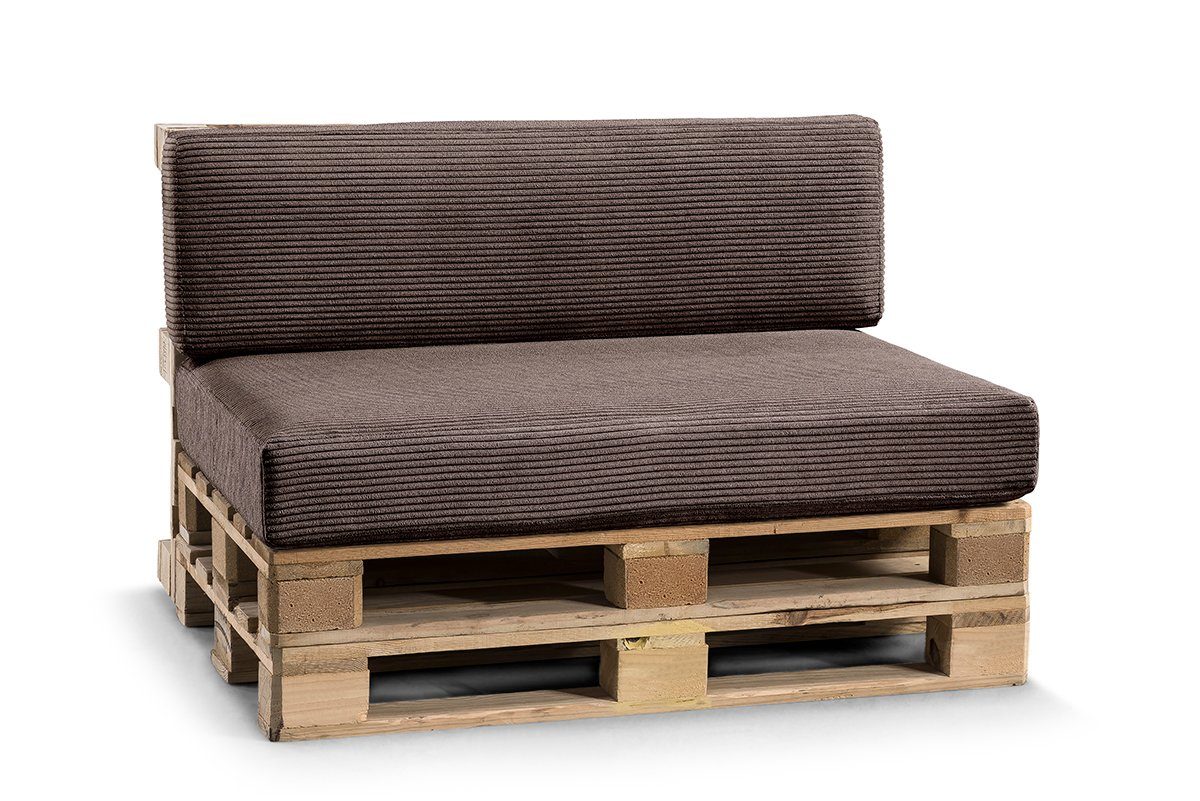 FAVRE Palettenkissen CosyRib Ribcord Garten Set PFLA(Sitzkissen 120x80+Rückenlehne 120x40), Kissen