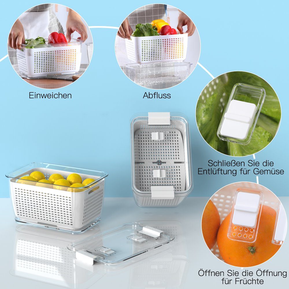 Luxear Frischhaltedose Kühlschrank Frischhaltedosen Set, (3-tlg), Weiß PETG, langlebig