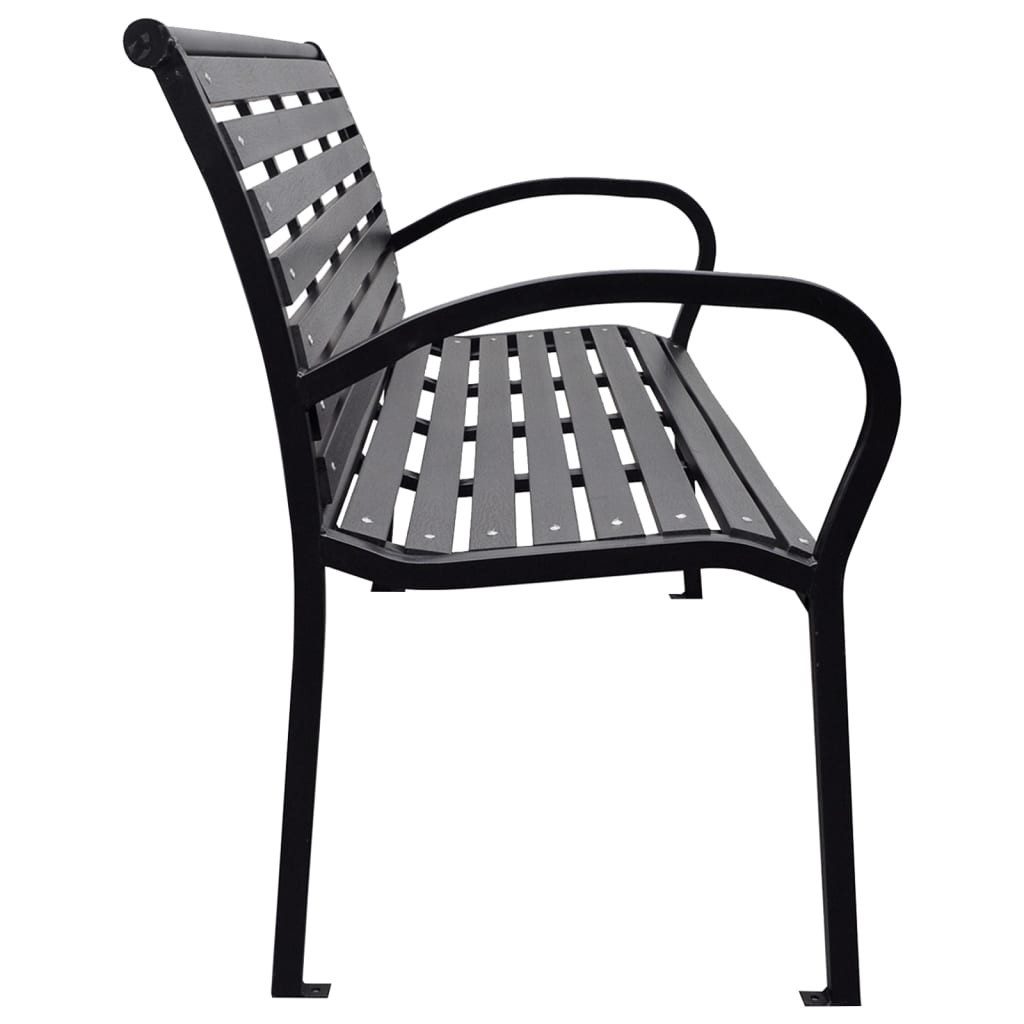 furnicato Gartenbank WPC mit Stahlfüßen 116x59x81 cm Schwarz, Widerstandsfähige Sitzbank mit hoher Belastbarkeit bis zu 110 kg