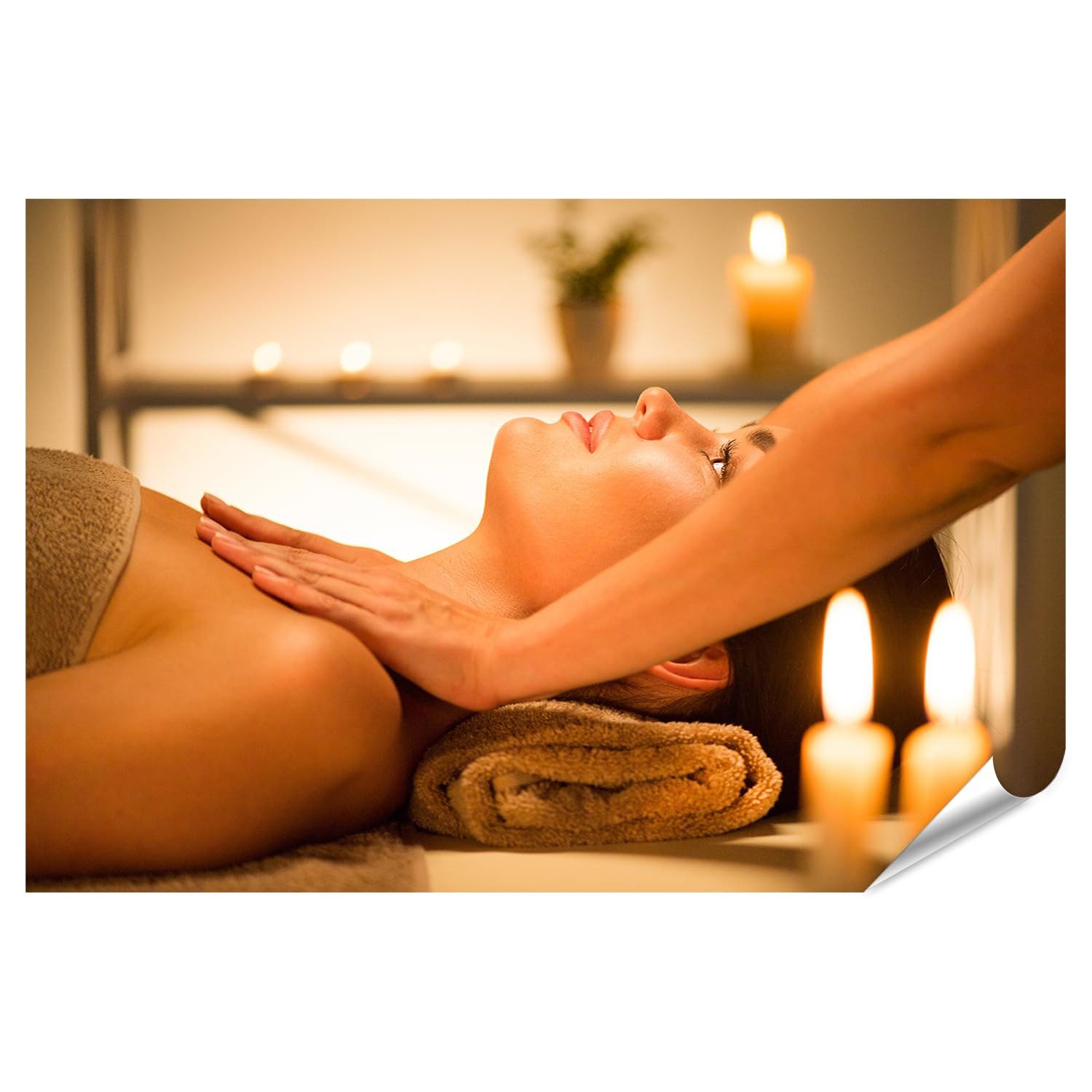 islandburner Poster Entspannung Wellness Massage bei Kerzenlicht Fotodruck