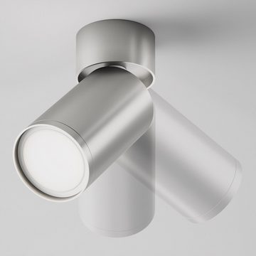 Maytoni Deckenspot Deckeneinbaustrahler Focus in Silber-matt GU10 128mm, keine Angabe, Leuchtmittel enthalten: Nein, warmweiss, Deckenstrahler, Deckenspot, Aufbaustrahler