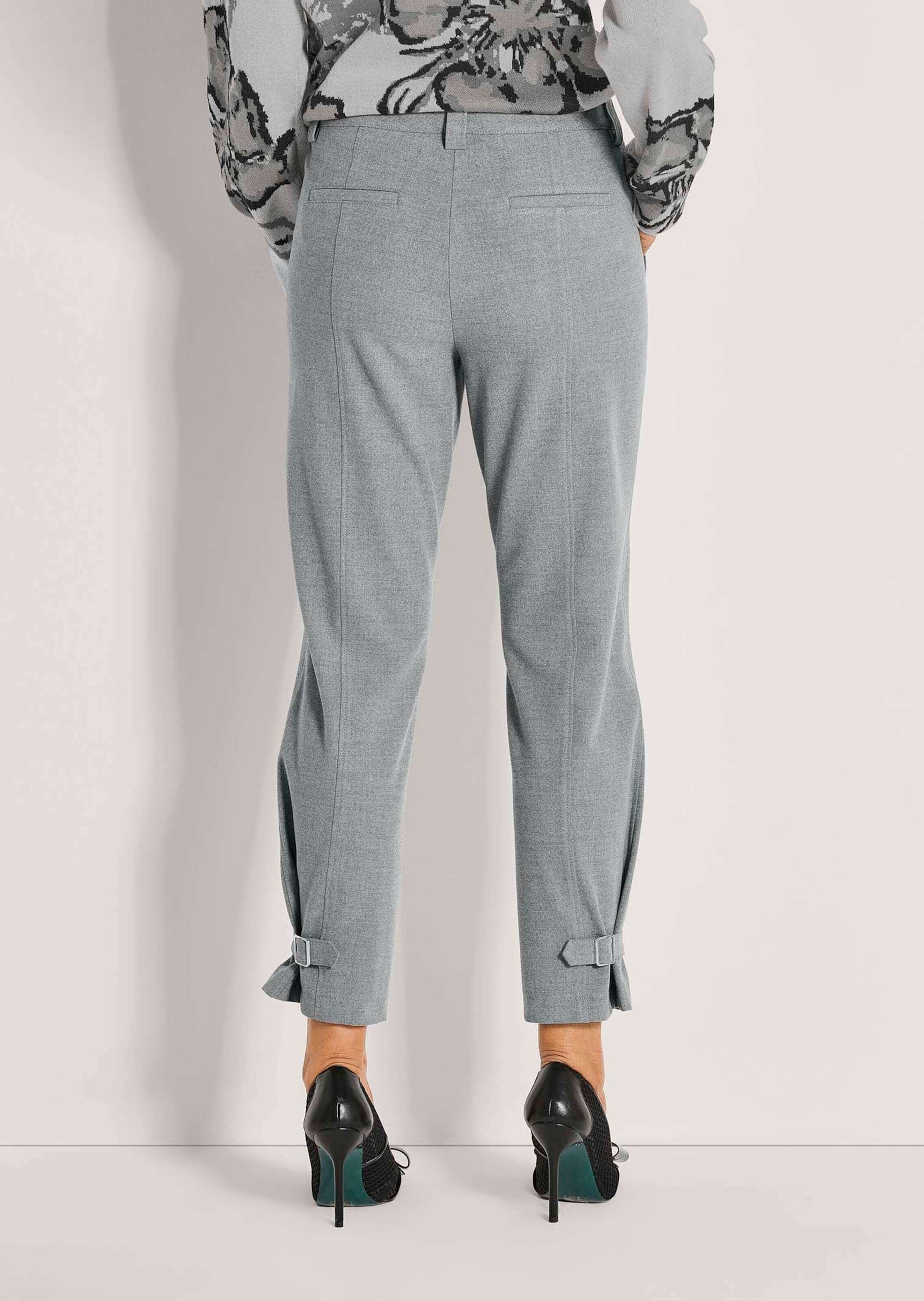 MADELEINE Stoffhose Mid Waist 7/8-Businesshose Stoffhose mit Flanell-Touch, Formbund und Riegel am Saum