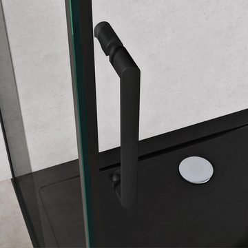 doporro Eckdusche Duschkabine Ravenna19K schwarz ESG-Sicherheitsglas Nano-Beschichtung, BxT: 100x70 cm, Einscheibensicherheitsglas, mit Schiebetür