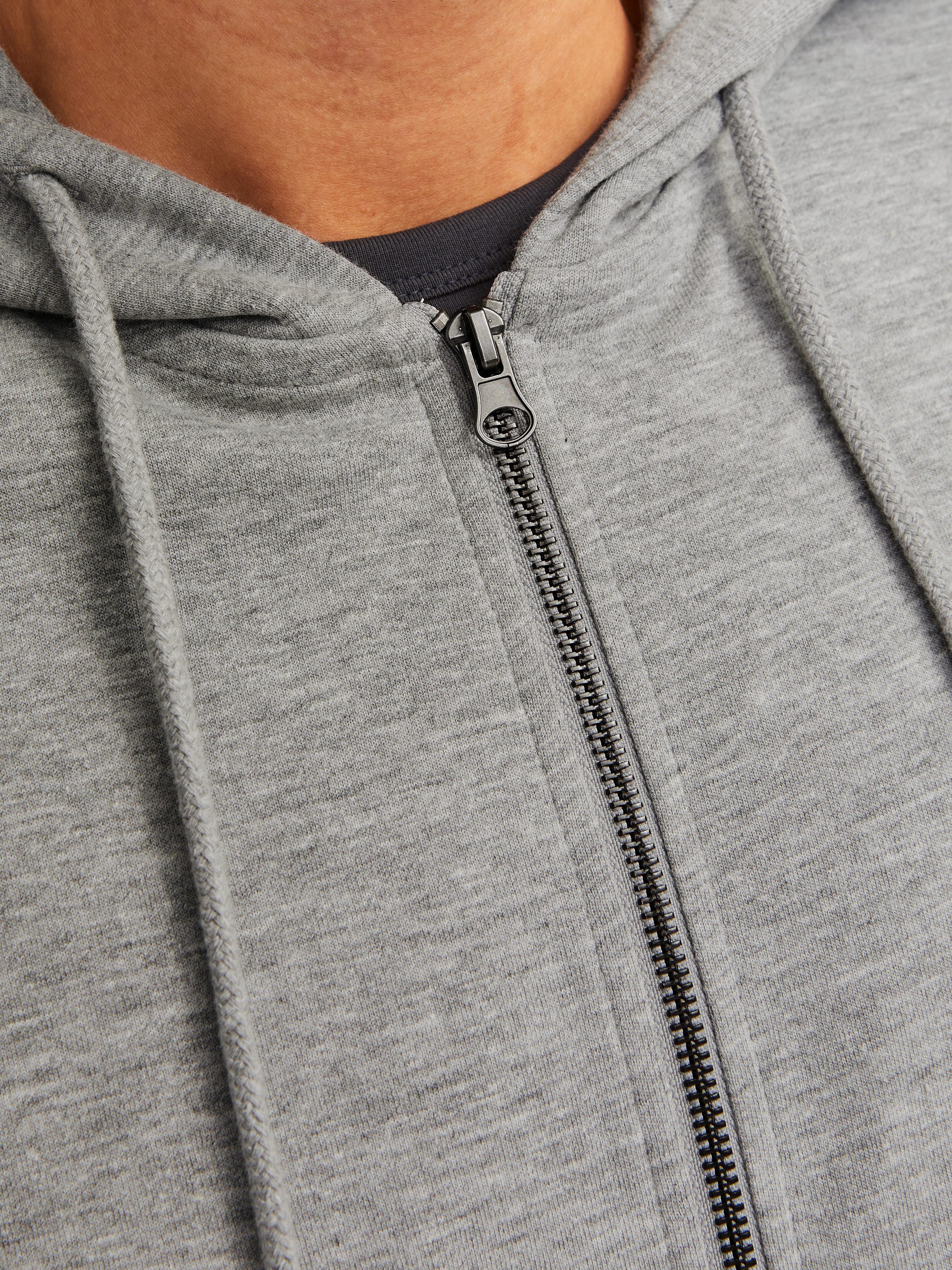 Jack & Jones Kapuzensweatjacke JJEBASIC Hoodie mit Rippbündchen und angenehmem Tragegefühl unifarben, modisch, regular fit, Baumwollmischung, Rundhals