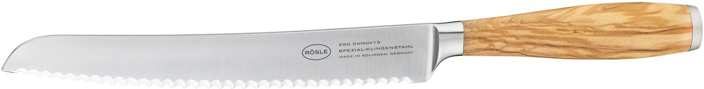 RÖSLE Brotmesser »Artesano«, mit Wellenschliff, Made in Solingen,  Klingenspezialstahl, Olivenholz