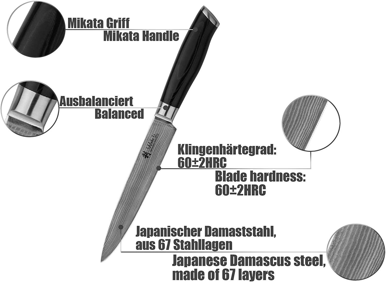 I Tranchiermesser Mikata Micartagriff 18cm Klinge Wakoli Fleischmesser I