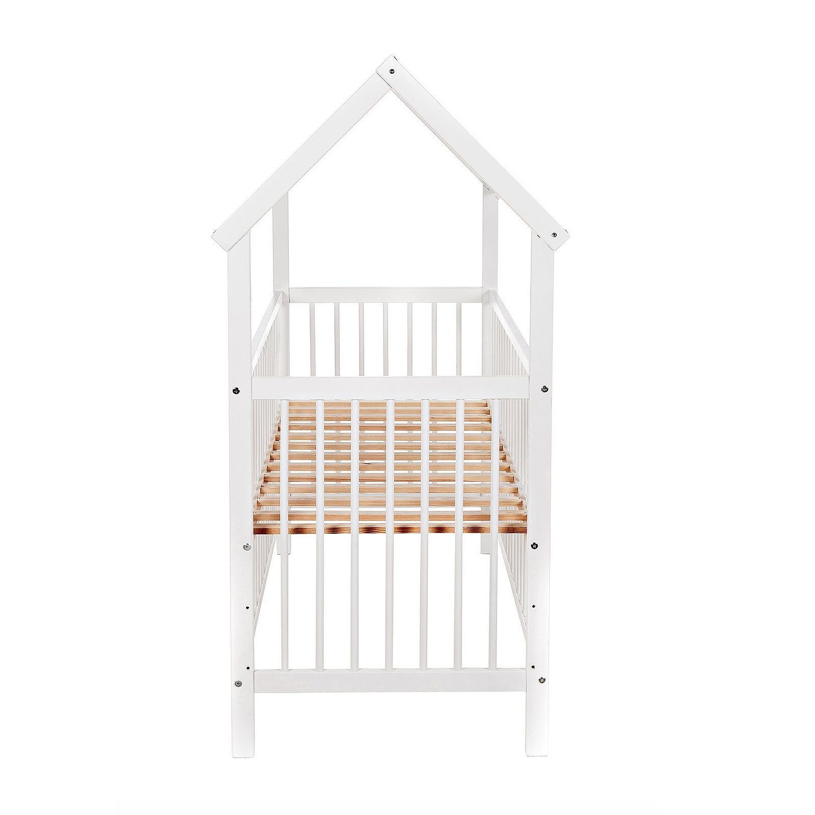 Baby-Delux Babybett Hausbett 60x120, Kinderbett Gitterbett weiß Matratze