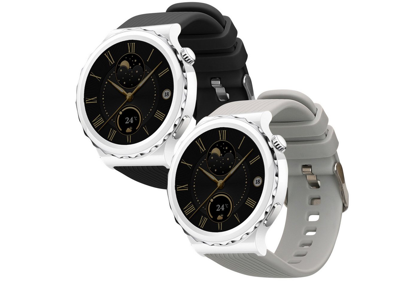 kwmobile 2x Uhrenarmband für Huawei Watch GT 3 Pro 43mm / Watch GT3 42mm / GT2 Smartwatch, 2-tlg., Fitnesstracker Band Set aus TPU Silikon - Ersatzarmband Smartwatch