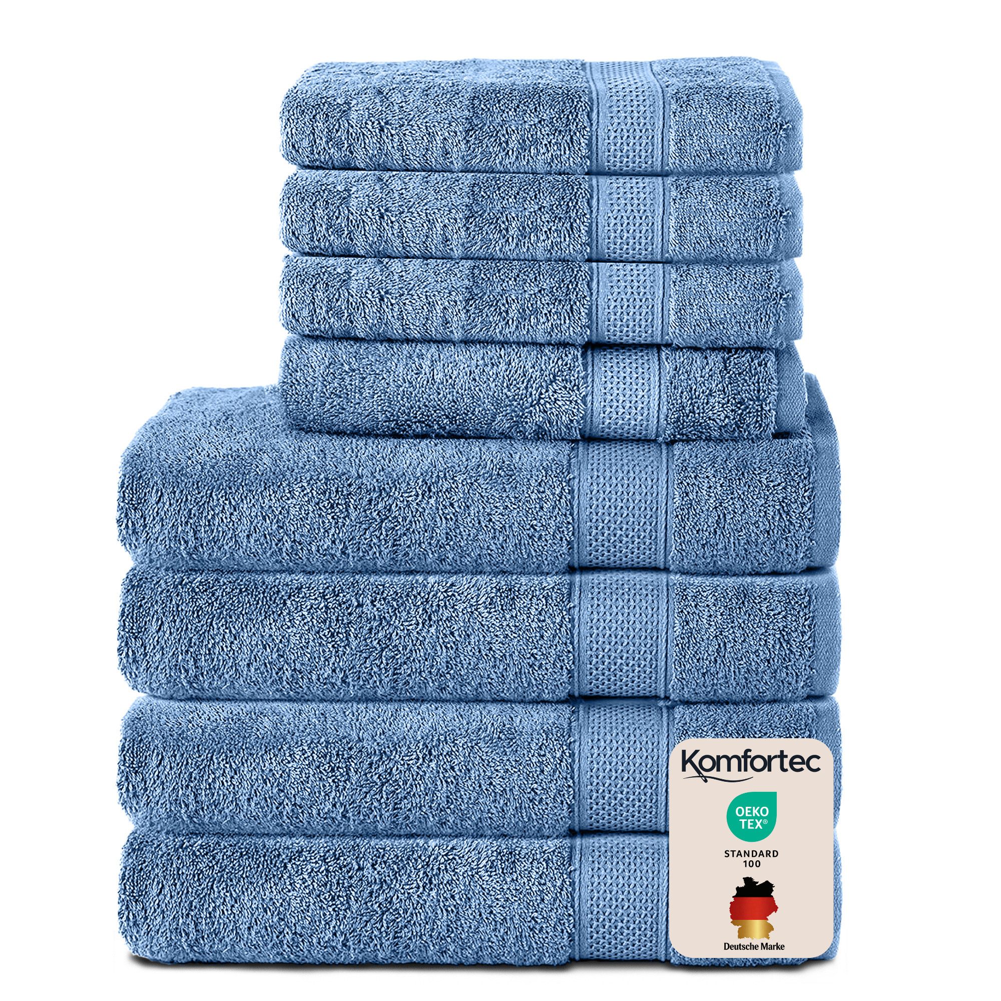 Komfortec Handtuch Set aus 100% Baumwolle, 4 Handtücher 50x100 cm und 4 Badetücher 70x140 cm, Frottee (Packung, 8-St), Duschtücher & Badehandtuch, Weich, Towel, Groß