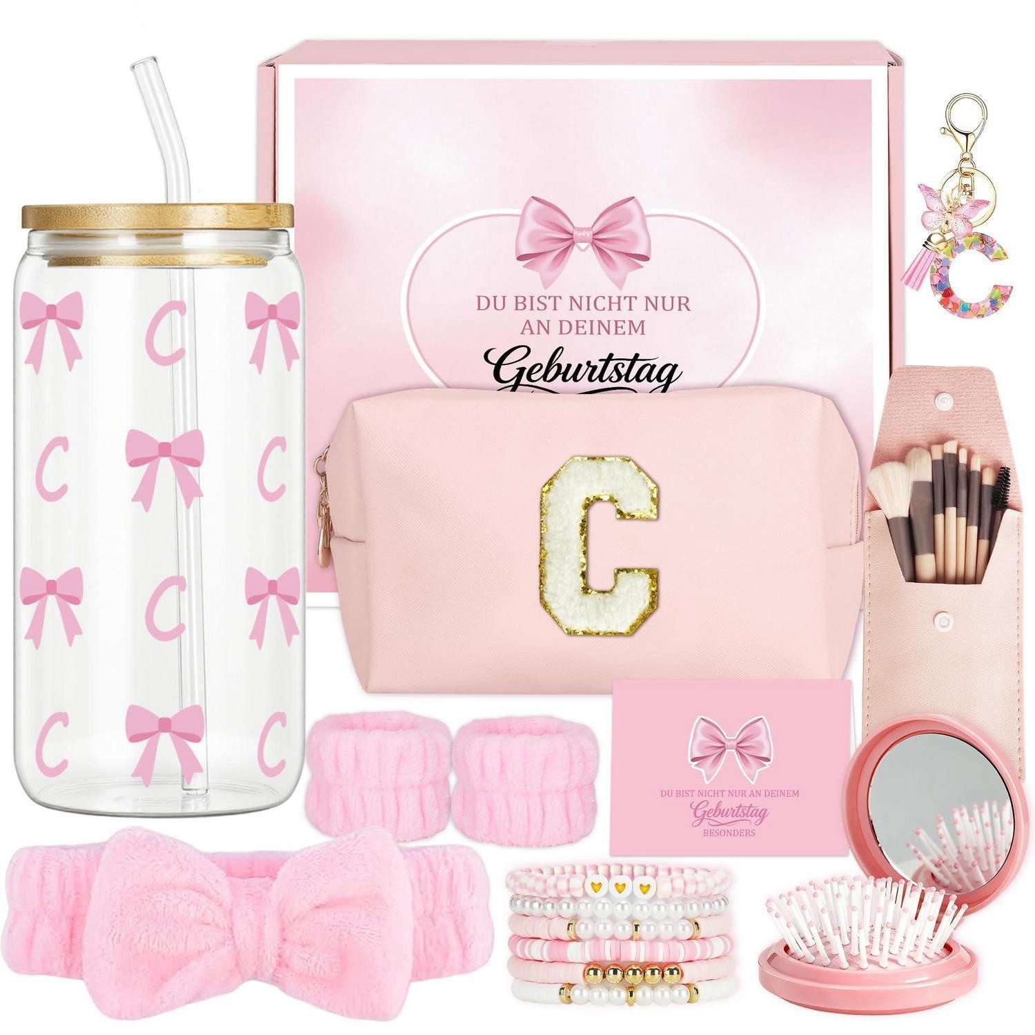 LuxusKollektion Geschenkbox Geschenkset Mädchen Teenager, Glasbecher Schlüsselanhänger Tasche (1 St)