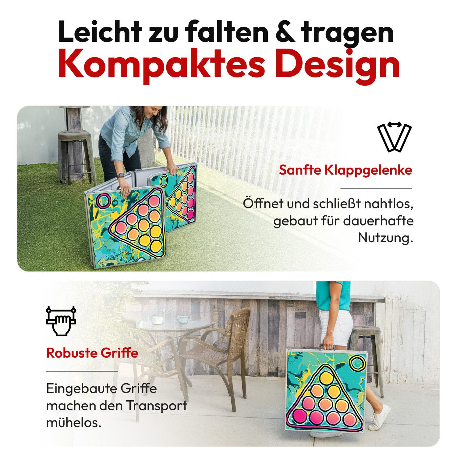 Goods+Gadgets Spieltisch Klappbarer Bierpongtisch, (Hohenverstellbar & Kratzfest), Perfekt für Jede Party – Bild 3 von 5
