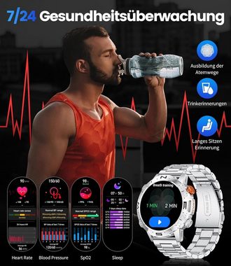 ESFOE Herren's Militär 5ATM Smartwatch (1,43 Zoll), mit Herzfrequenz Schlafüberwachung,126+ Sportmodi 460mAh