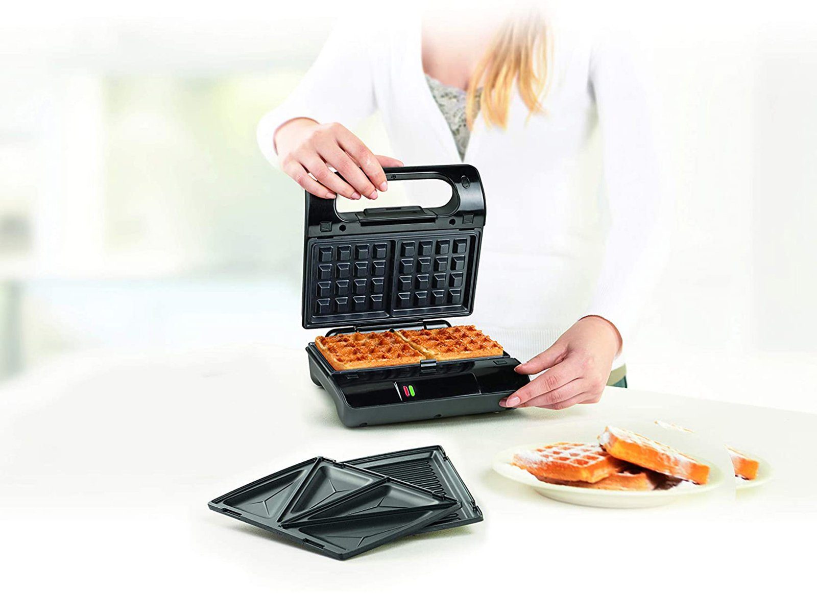 PRINCESS Sandwichmaker, 700 W, & Waffeleisen 3in1 belgische Waffeln Indoorgrill Panini Multigrill