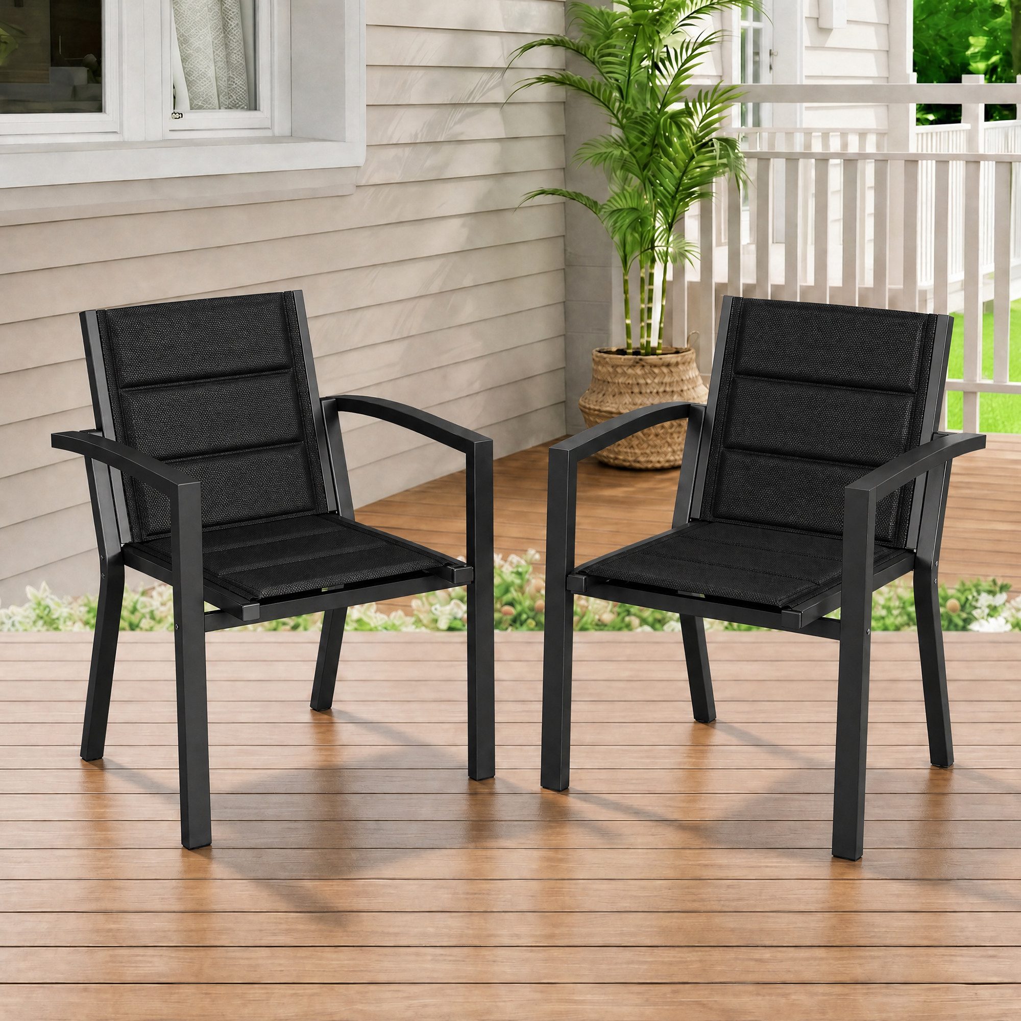 HOMALL Gartenstuhl Stapelbare Aluminiumstühle Outdoor Stühle 2/4/6er Set, Bis 160kg (Gewicht ca. 3,5 kg, erhältlich in drei Farben, geeignet für Camping, Pool, Grillszenarien (ohne Tisch), 2 St)