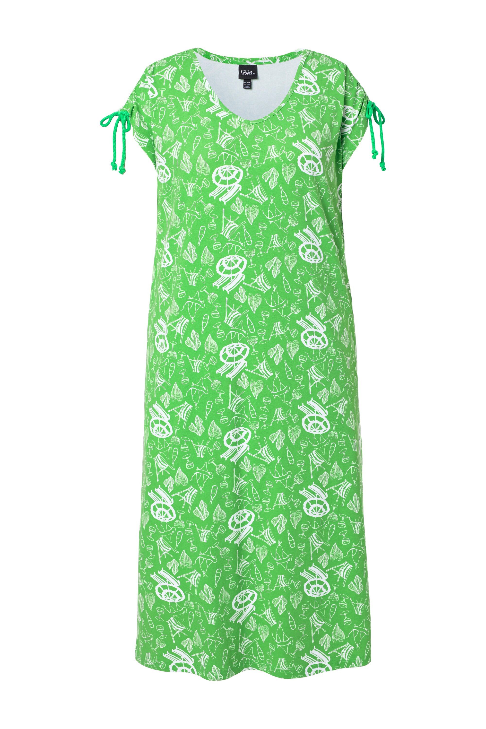 Jerseykleid Midikleid A-Linie Rundhals Raffband ärmellos