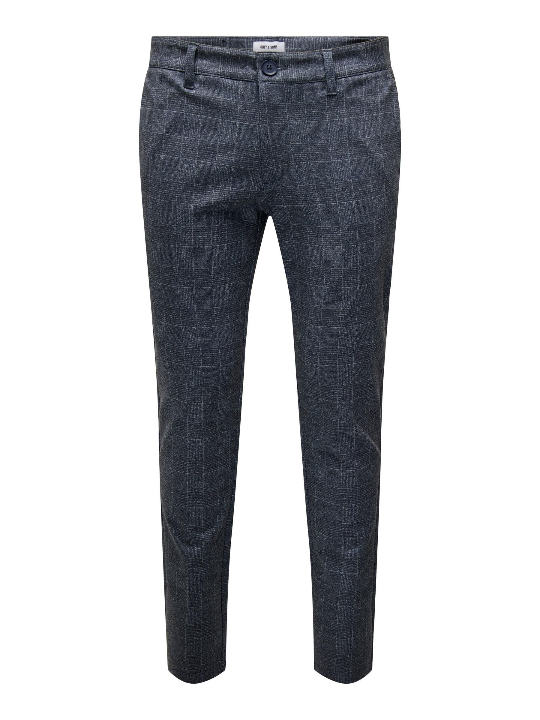 ONLY & SONS Chinohose Stoffhose Karierte Stretch Trousers für Herren Slim fit kariert elastisch Reißverschluss elegant-Style