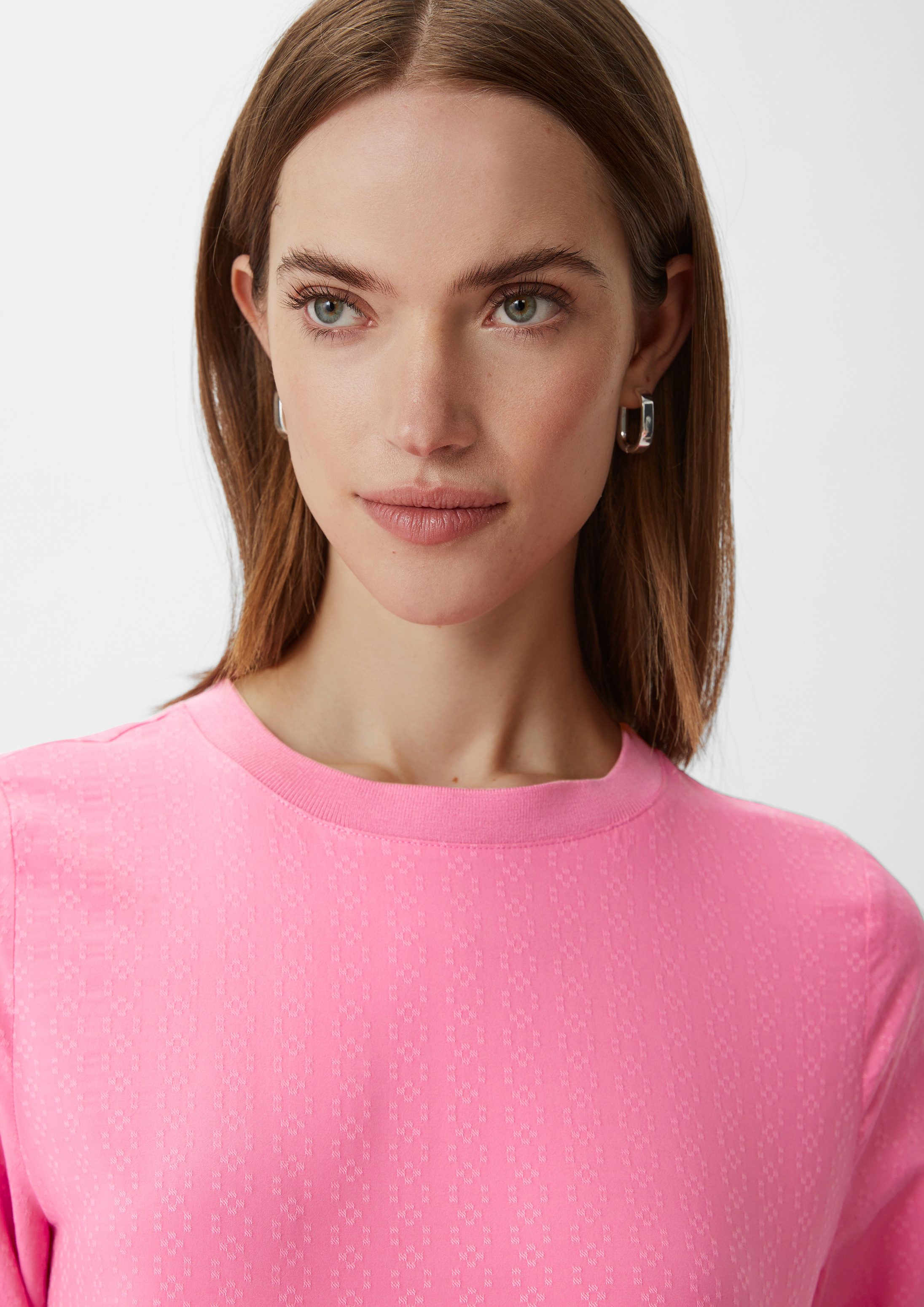comma Kurzarmbluse Bluse Bluse mit 3/4-Ärmeln und Strukturmuster