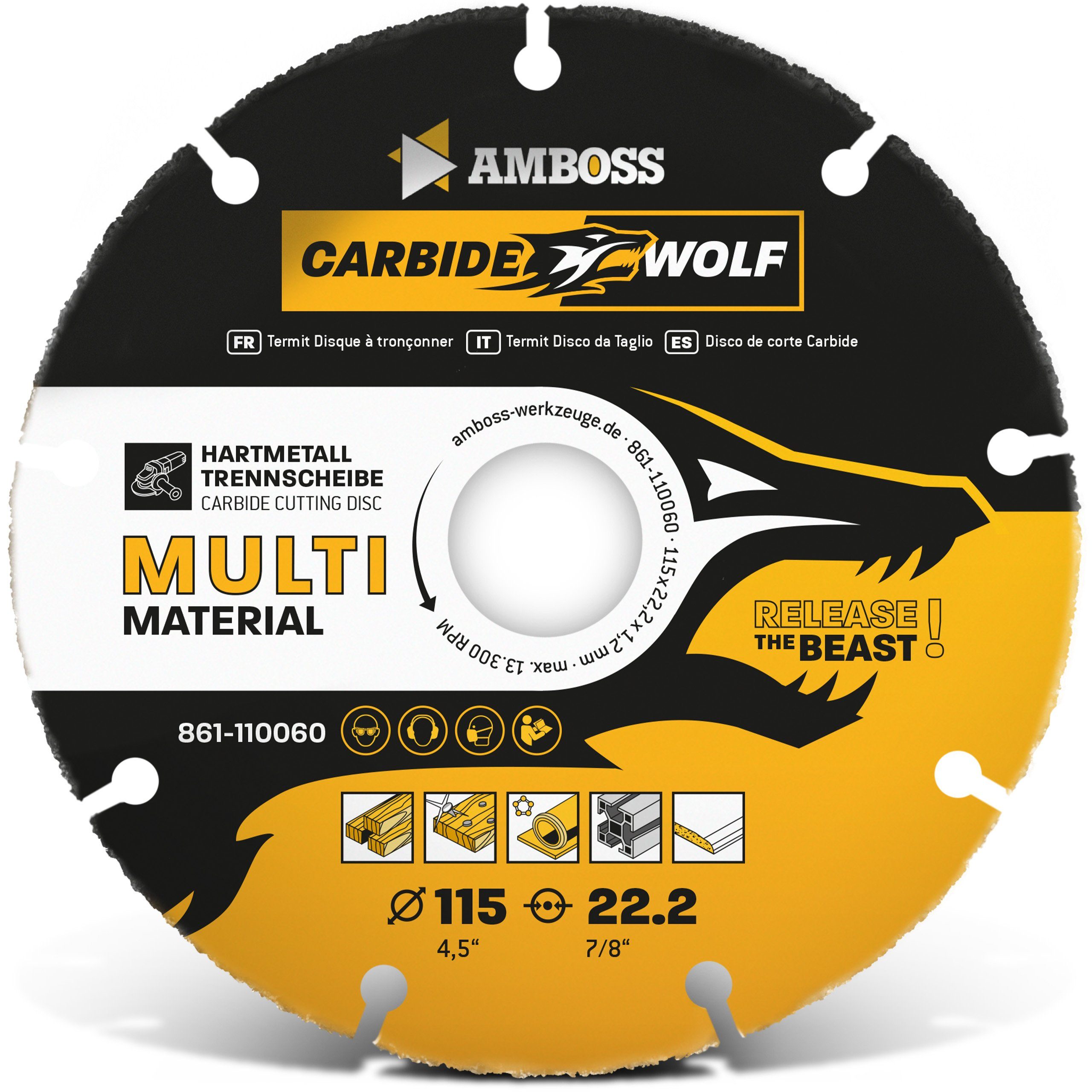 Amboss Werkzeuge Kreissägeblatt Amboss Carbide Wolf HM Trennscheibe - 115 x 1.2 x