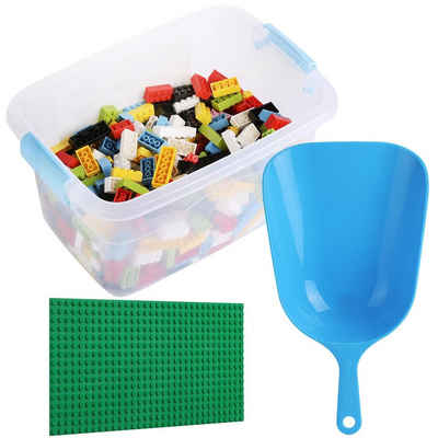 Katara Konstruktionsspielsteine Bausteine Box-Set inkl. Schaufel mit 636 Steinen, (4er Set), 100% Kompatibel LEGO®, Sluban, Papimax, Q-Bricks und mehr