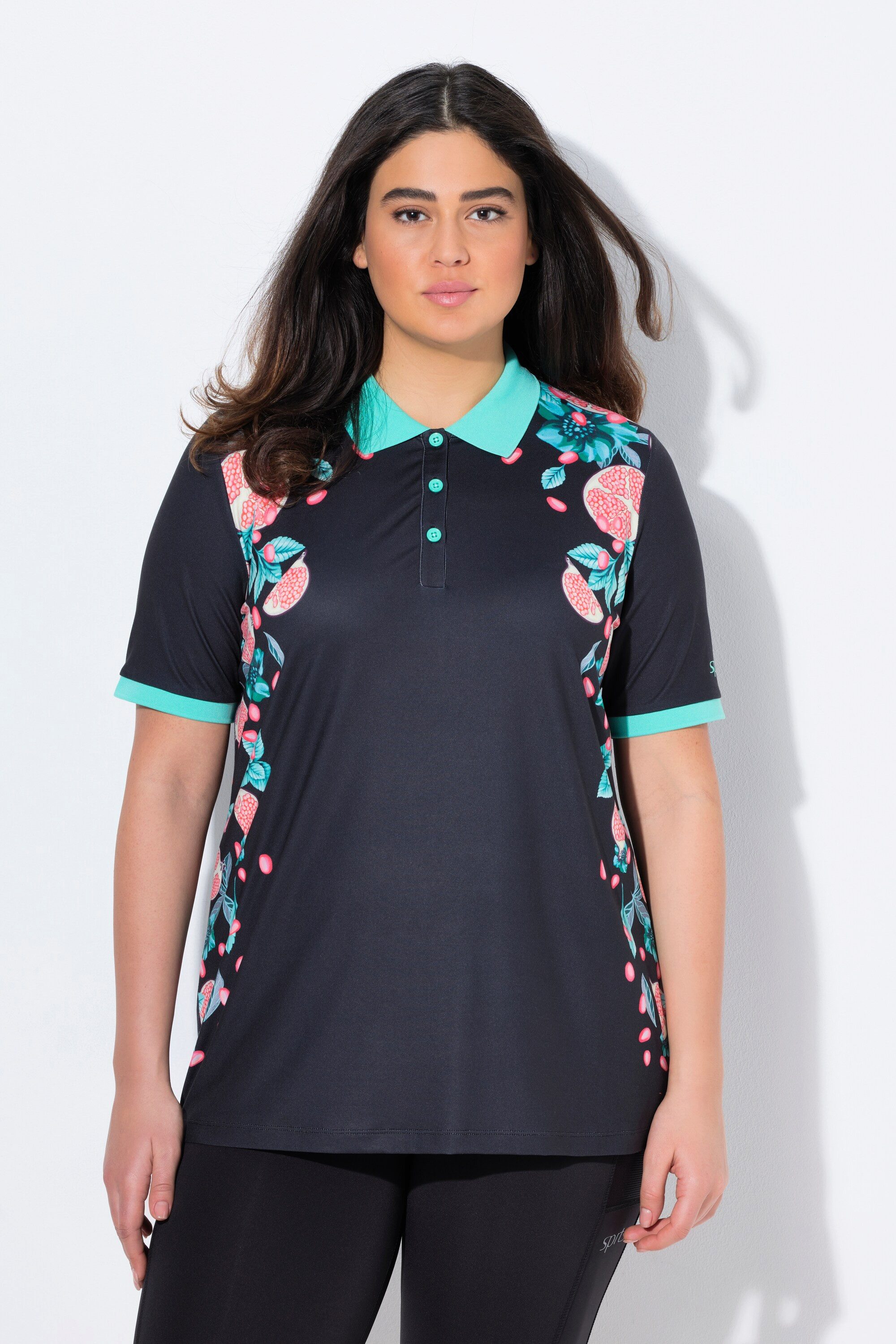Ulla Popken T-Shirt Funktions-Poloshirt Polokragen Halbarm recycelt günstig online kaufen