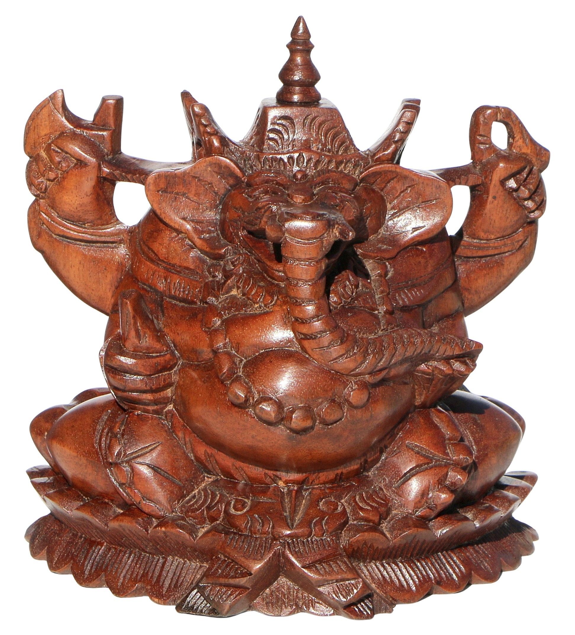 Wogeka Dekofigur Ganesha Elefantengott Holz-Figur Elefant Feng Shui Asien