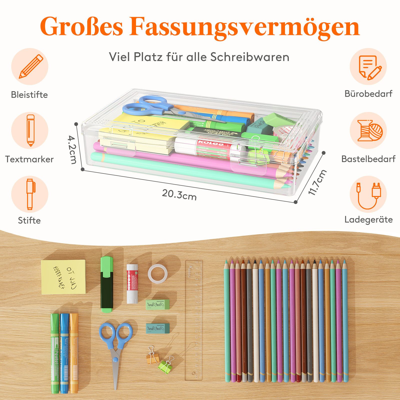 Lifewit Aufbewahrungsbox Stiftebox mit Snap-Dicht Deckel, günstig online kaufen