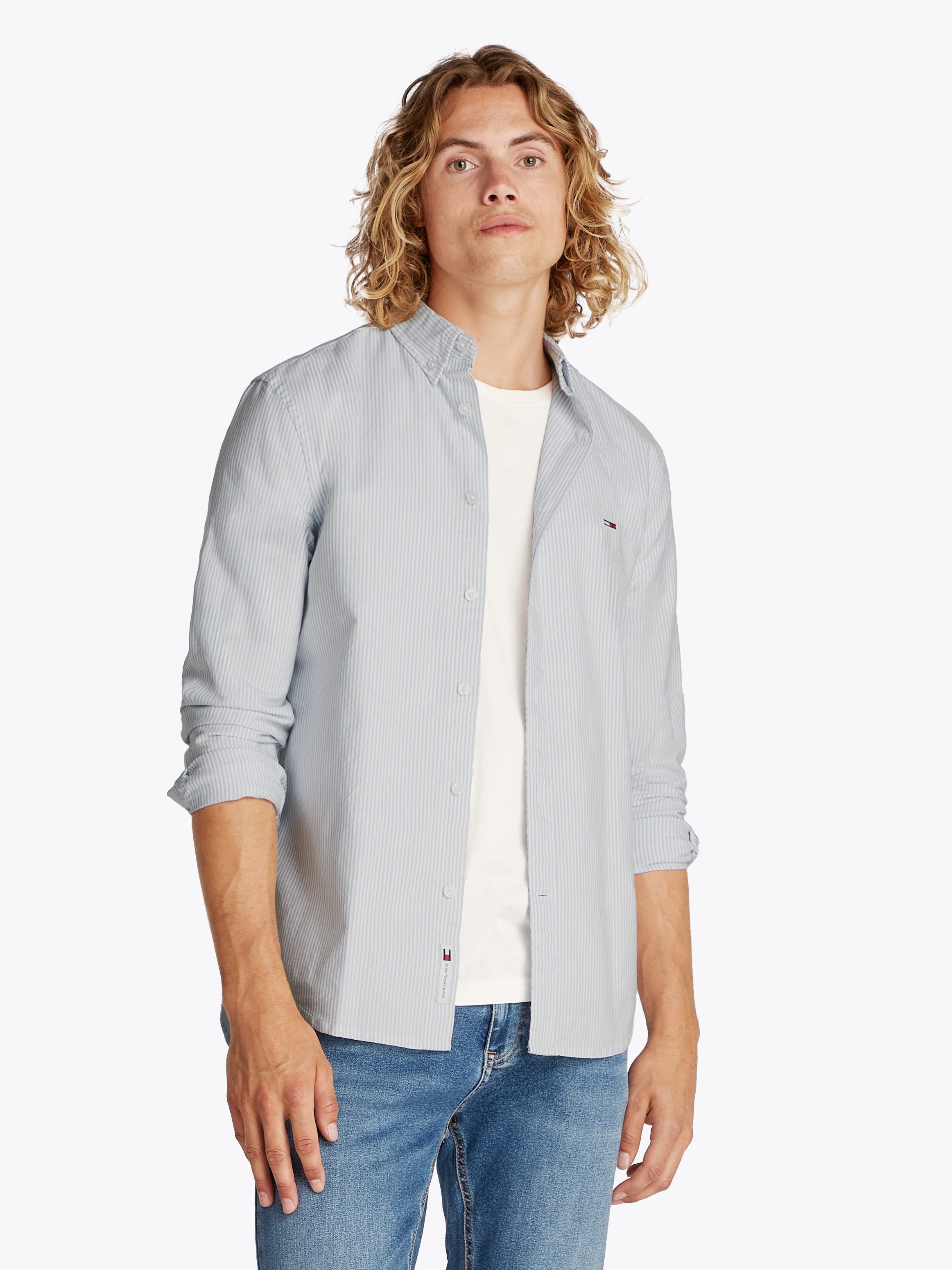 Tommy Jeans Langarmhemd TJM SLIM STRIPE OXFORD SHIRT EXT Mit Button-Down-Kr günstig online kaufen