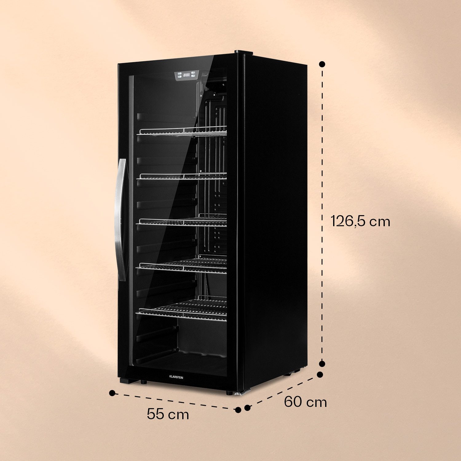 Klarstein Getränkekühlschrank HEA8-Beersafe-242-bl 10045903, 126.5 cm hoch, 55 cm breit, Bierkühlschrank Getränkekühlschrank Flaschenkühlschrank mit Glastür