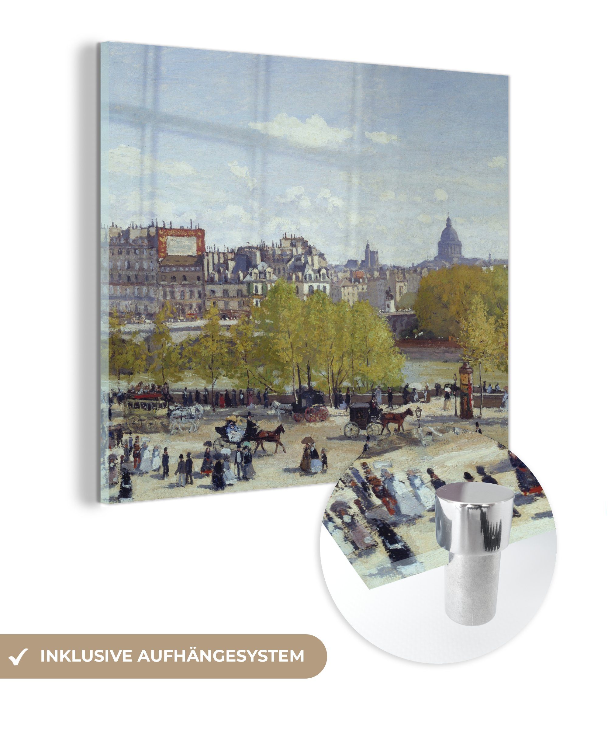 MuchoWow Acrylglasbild Quai du Louvre - Claude Monet - Alte Meister, (1 St), Glasbilder - Bilder auf Glas Wandbild - Foto auf Glas - Wanddekoration