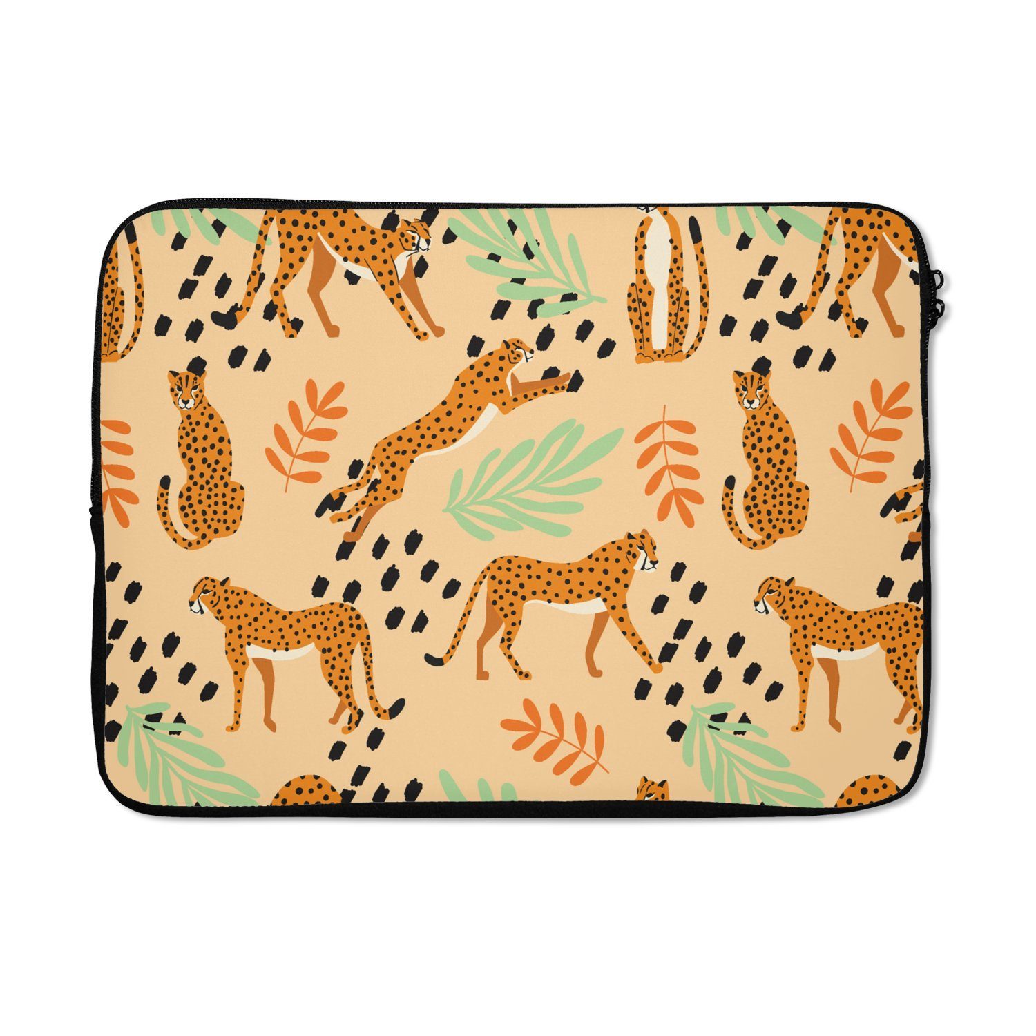 MuchoWow Laptop-Hülle Muster - Gepard - Blätter 14 Zoll, Schutzhülle für Laptop, Schutz gegen Kratzern, Laptoptasche