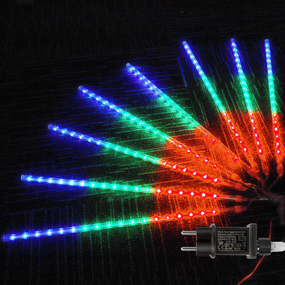 Rosnek LED-Lichterkette Eiszapfen Lichterkette LED Weihnachtsdeko Meteor Regen, 30/50cm connectable Weihnachtsdeko für Balkon Garten