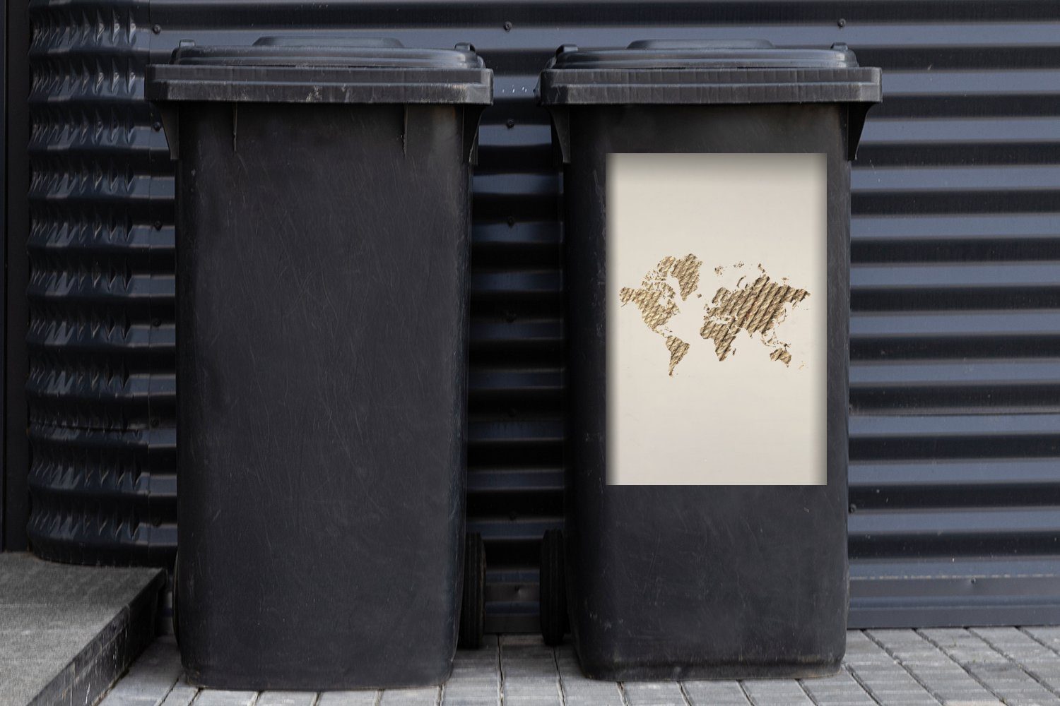 Abfalbehälter (1 St), Wandsticker Weltkarte Container, Sticker, Seil MuchoWow Design - - Mülleimer-aufkleber, Mülltonne,