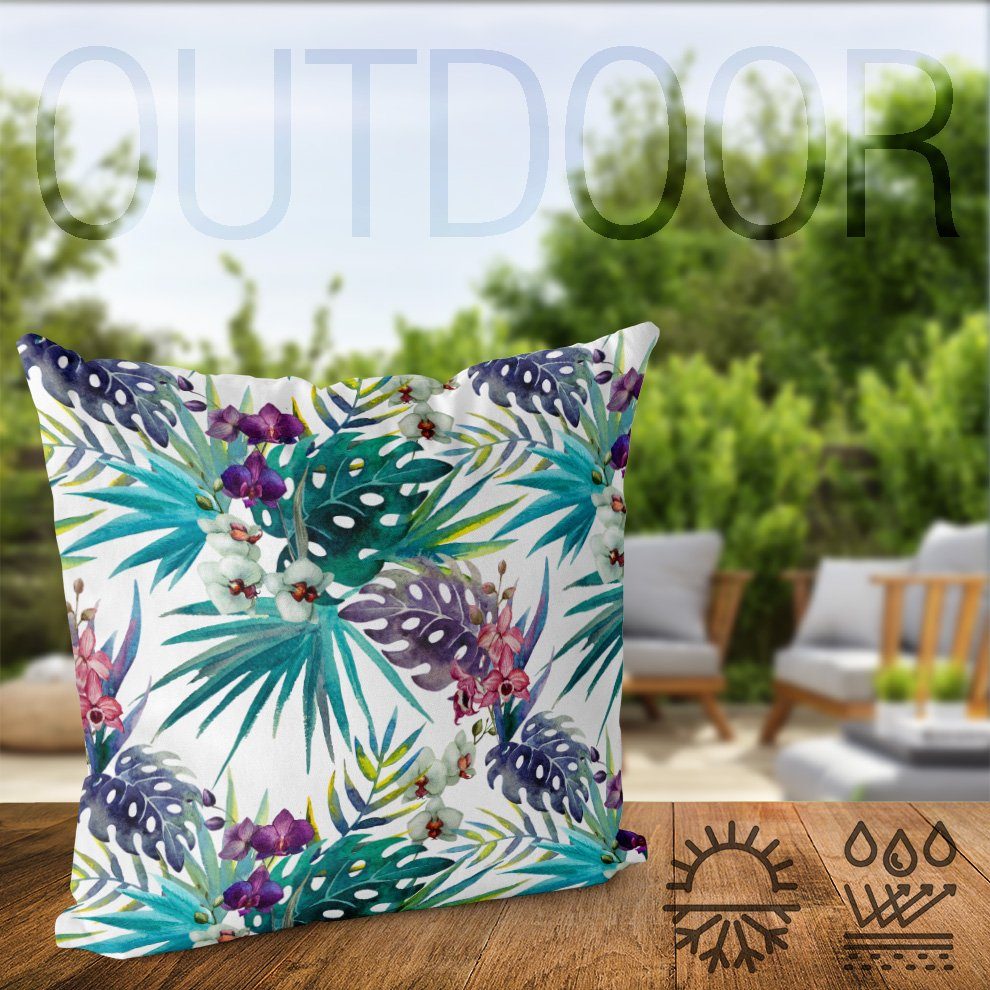 Kissenbezug, VOID P Blüten botanisch Sommer Frühling floral Natur Sofa-Kissen bunt Karibik tropisch Blume (1 exotisch Urwald modisch Orchidee Stück), modern Safari Blätter