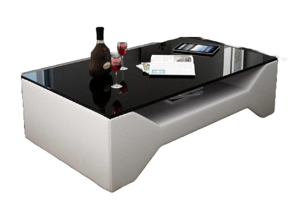 JVmoebel Couchtisch Eleganter Designer Couchtisch aus Leder und Glas, Made in Europa