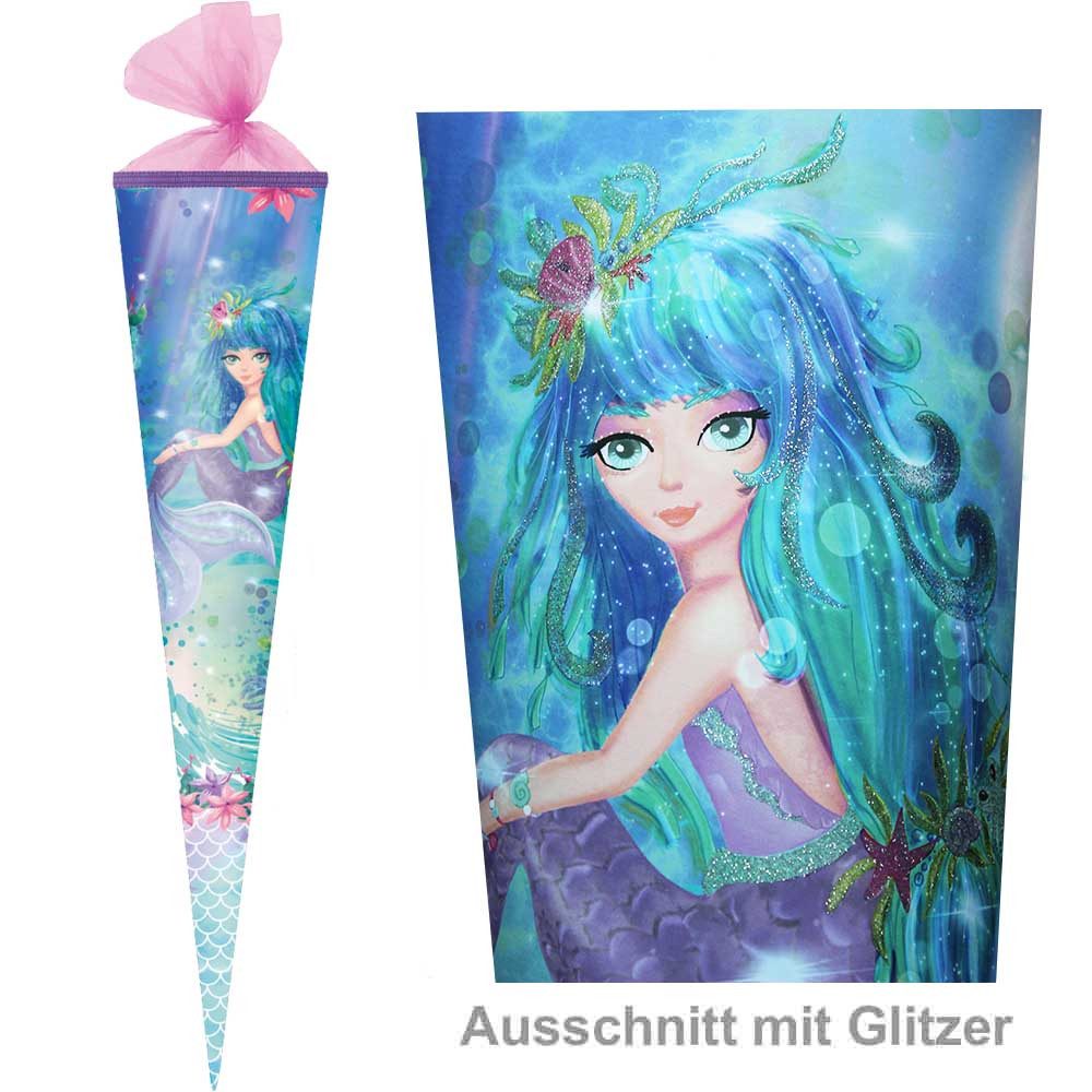 Schultüte 70 cm Mädchen veredelt Meerjungfrau