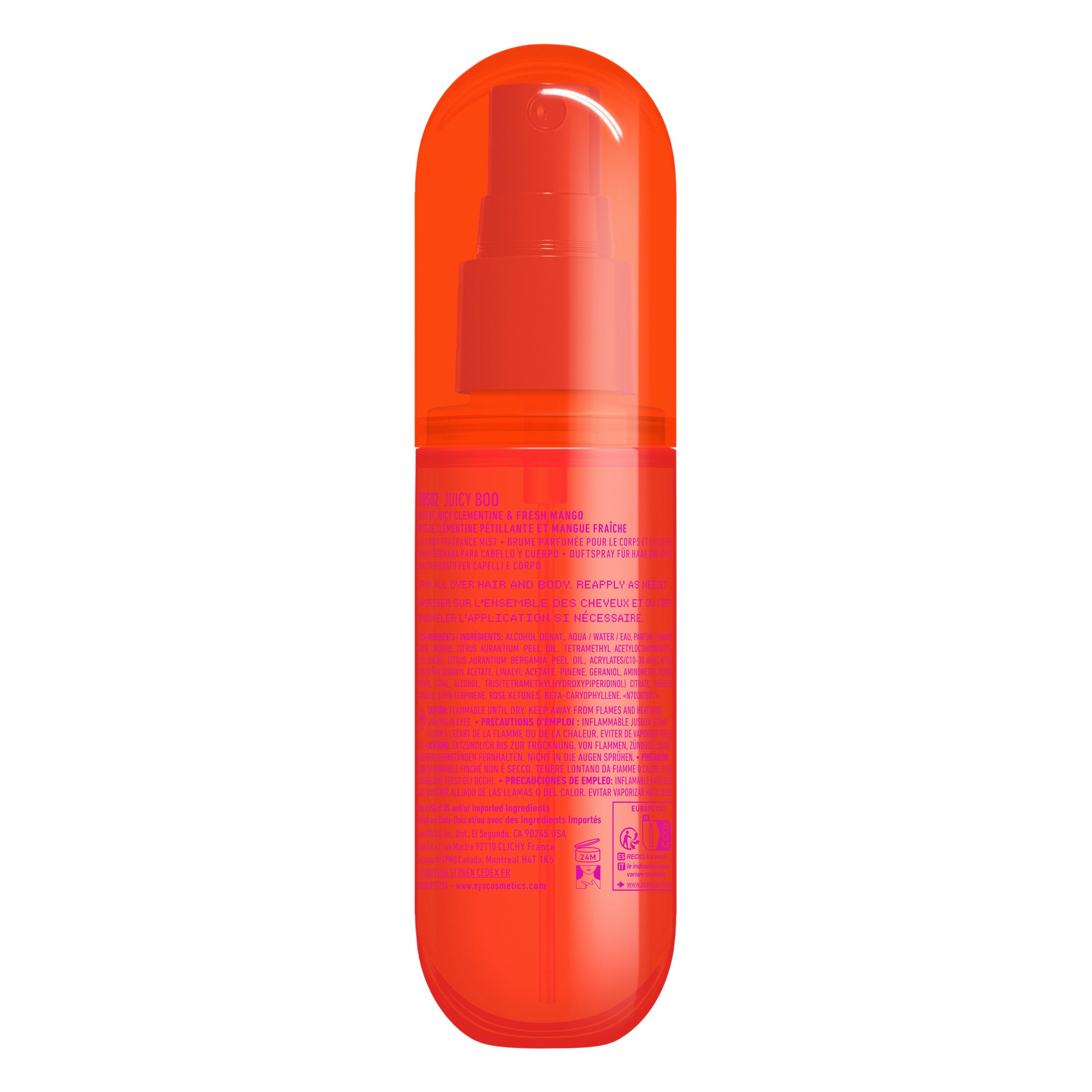 NYX PROFESSIONAL MAKEUP Bodyspray JUICY BOO HAIR & BODY MSIT, duftet nach Clementine & Mango