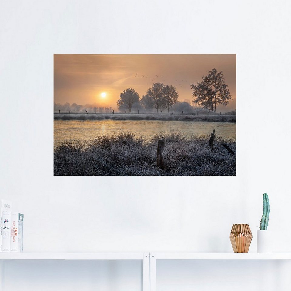 Artland Wandbild Ein Wintertag beginnt, Bilder vom Sonnenuntergang &  -aufgang (1 St), als Alubild, Leinwandbild, Wandaufkleber oder Poster in  versch. Größen
