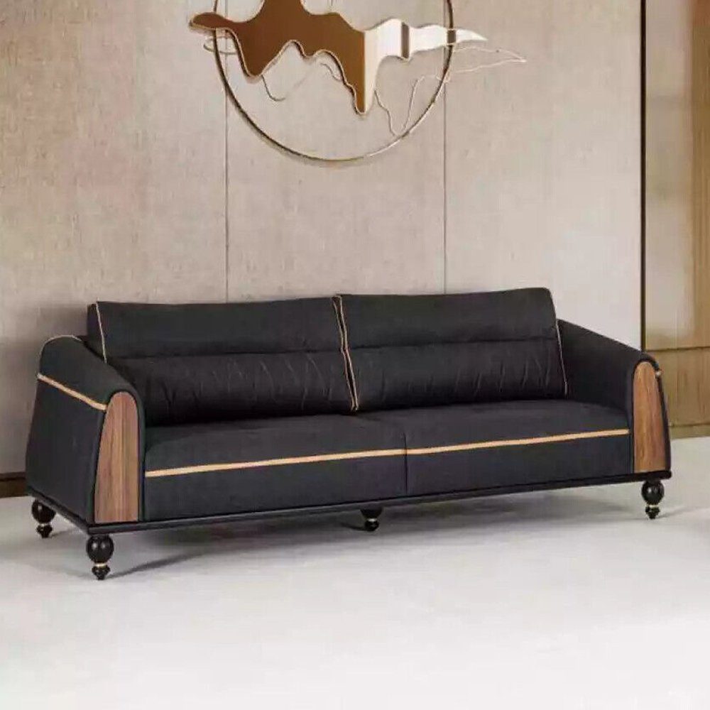 JVmoebel Sofa Schwarze Sofas Set Moderne Stoffmöbel Dreisitzer Sessel In Europe 2tlg, Garnitur Made