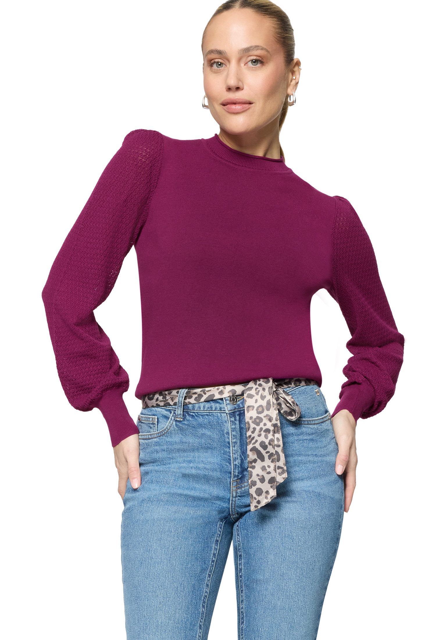 Zero Strickpullover Damen mit Puffärmeln (1-tlg) Plain/ ohne Details günstig online kaufen