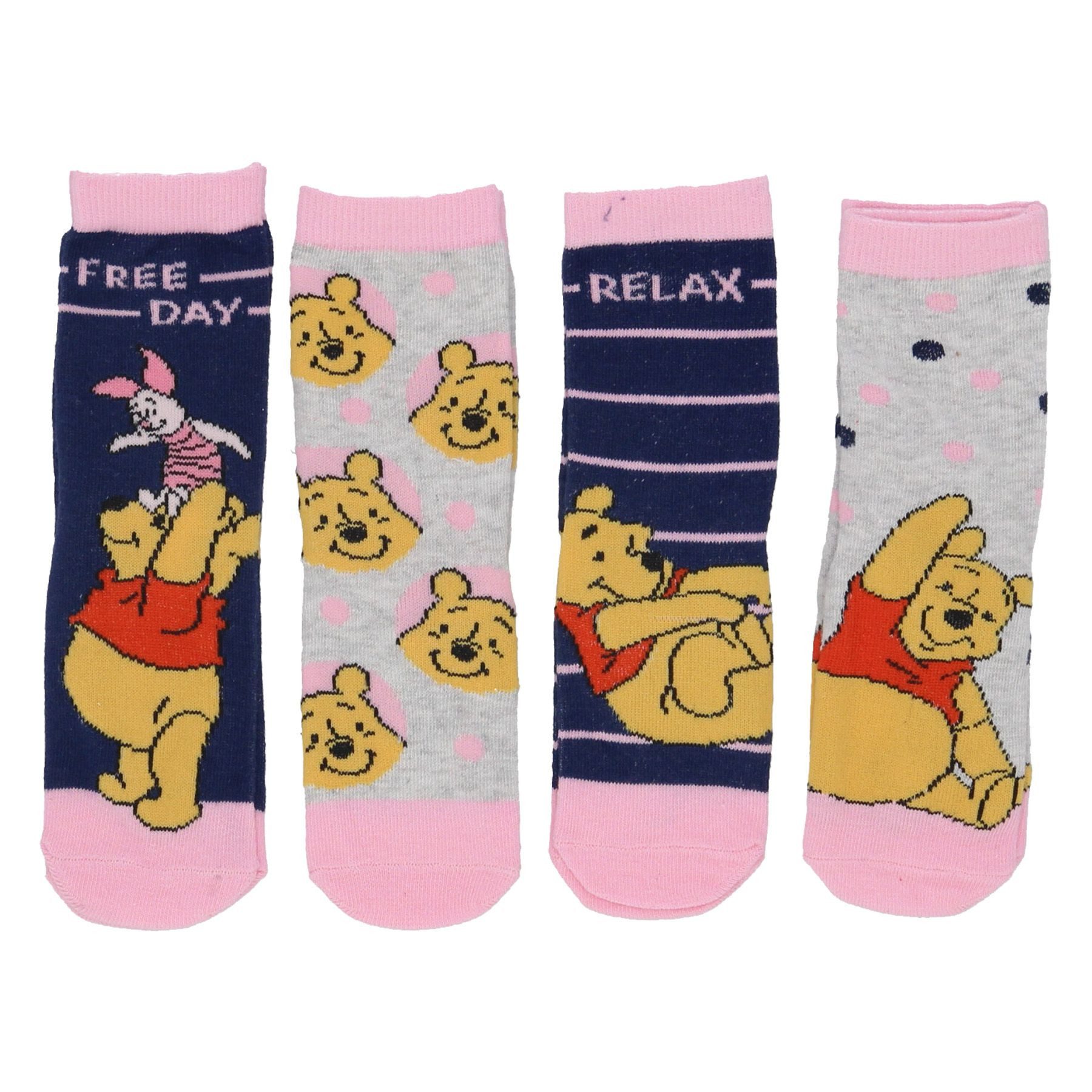 Disney Winnie Puuh Feinsöckchen Winnie the Pooh Sneaker Socken – 4 Paar Strumpfset für Mädchen